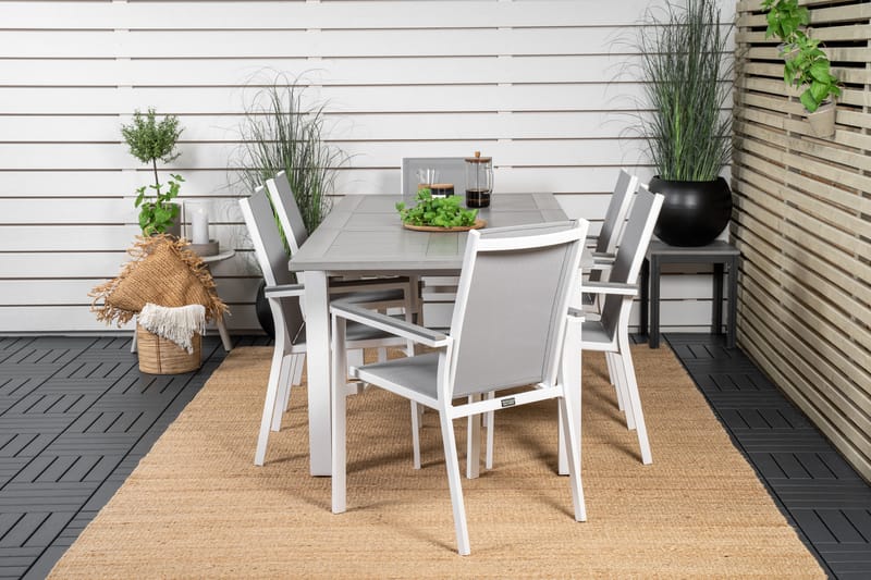 ALBANY Matgrupp Utomhus 150-210 cm Rektangulär med 6 PARMA Utestolar - Utemöbler - Utegrupp - Matgrupper utomhus