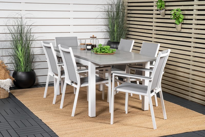 ALBANY Matgrupp Utomhus 150-210 cm Rektangulär med 6 PARMA Utestolar - Utemöbler - Utegrupp - Matgrupper utomhus