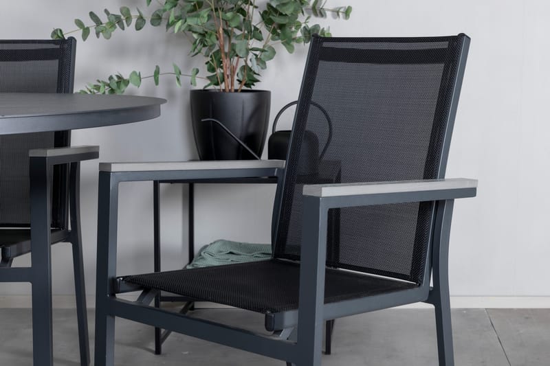 Alma Matgrupp Utomhus Rund Ø120cm + 4 Parma Matstolar - Svart - Utemöbler - Utegrupp - Matgrupper utomhus
