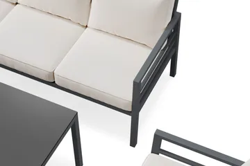 Ariany 5-sits Soffgrupp Utomhus med vita dynor soffbord i aluminium - Svart - Utemöbler - Utegrupp - Loungegrupp