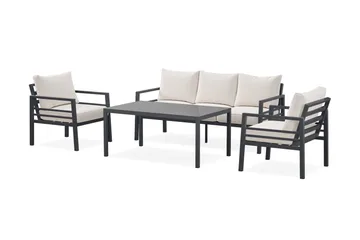 Ariany 5-sits Soffgrupp Utomhus med vita dynor soffbord i aluminium - Svart - Utemöbler - Utegrupp - Loungegrupp