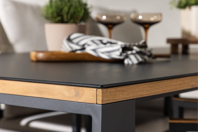 Aspvik Matgrupp 200x100cm - Svart/Teak - Utemöbler - Utegrupp - Matgrupper utomhus