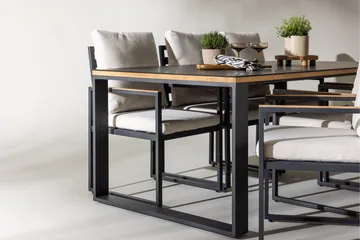 Aspvik Matgrupp 200x100cm - Svart/Teak - Utemöbler - Utegrupp - Matgrupper utomhus