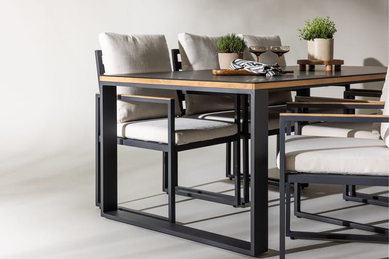 Aspvik Matgrupp 200x100cm - Svart/Teak - Utemöbler - Utegrupp - Matgrupper utomhus