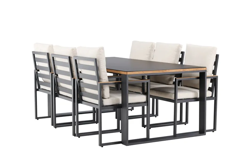 Aspvik Matgrupp 200x100cm, Svart/Teak