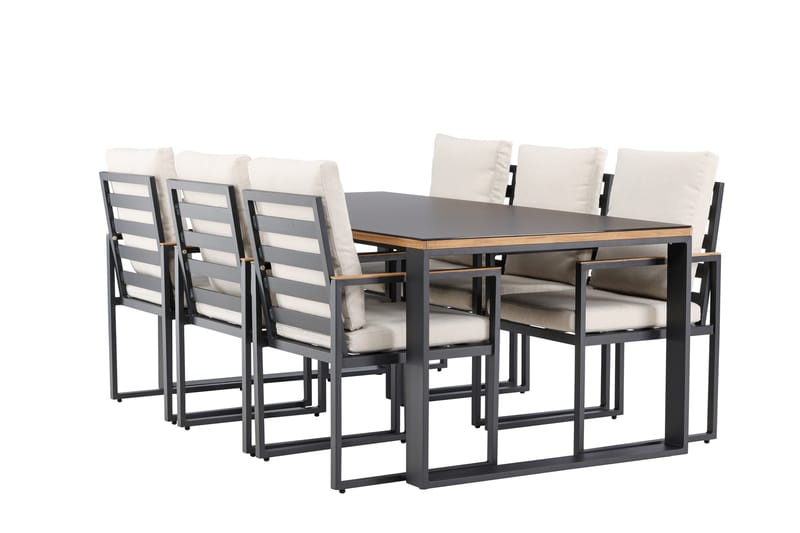 Aspvik Matgrupp 200x100cm - Svart/Teak - Utemöbler - Utegrupp - Matgrupper utomhus