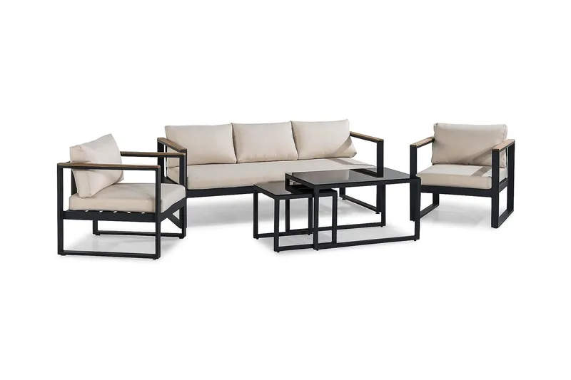 Aspvik Soffgrupp - Svart / Gråa dynor - Utemöbler - Utegrupp - Loungegrupp