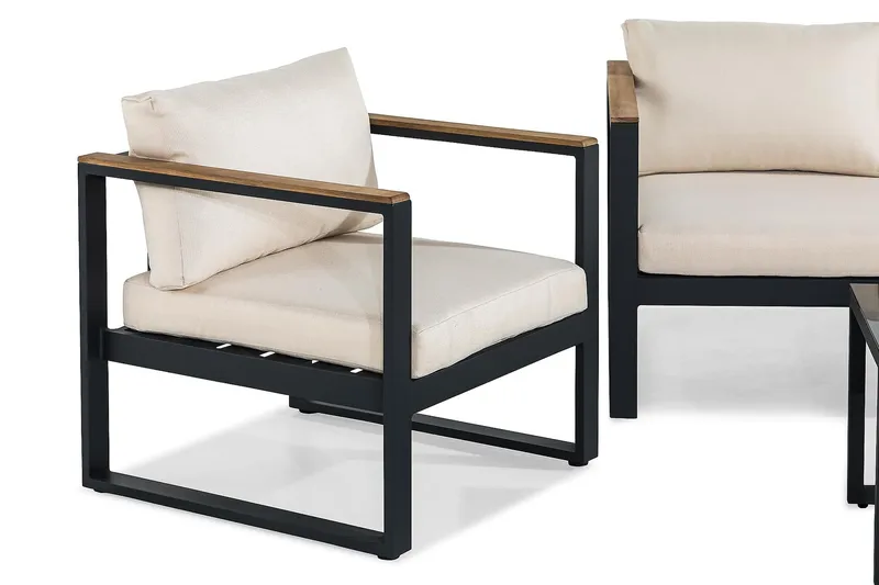 Aspvik Soffgrupp - Svart / Gråa dynor - Utemöbler - Utegrupp - Loungegrupp