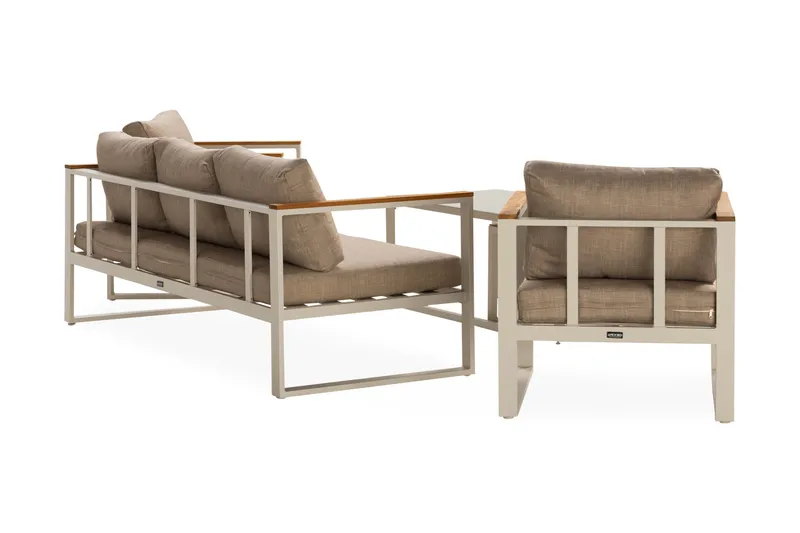 Aspvik Soffgrupp Utomhus 5-sits Aluminium - Mörk Beige / Vit - Utemöbler - Utegrupp - Loungegrupp