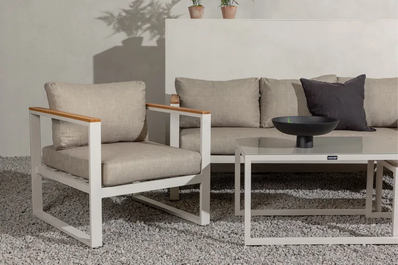 Aspvik Soffgrupp Utomhus 5-sits Aluminium - Mörk Beige / Vit - Utemöbler - Utegrupp - Loungegrupp