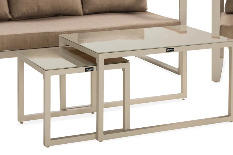 Aspvik Soffgrupp Utomhus 5-sits Aluminium - Mörk Beige / Vit - Utemöbler - Utegrupp - Loungegrupp