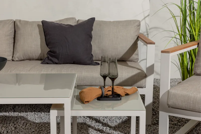 Aspvik Soffgrupp Utomhus 5-sits Aluminium - Mörk Beige / Vit - Utemöbler - Utegrupp - Loungegrupp