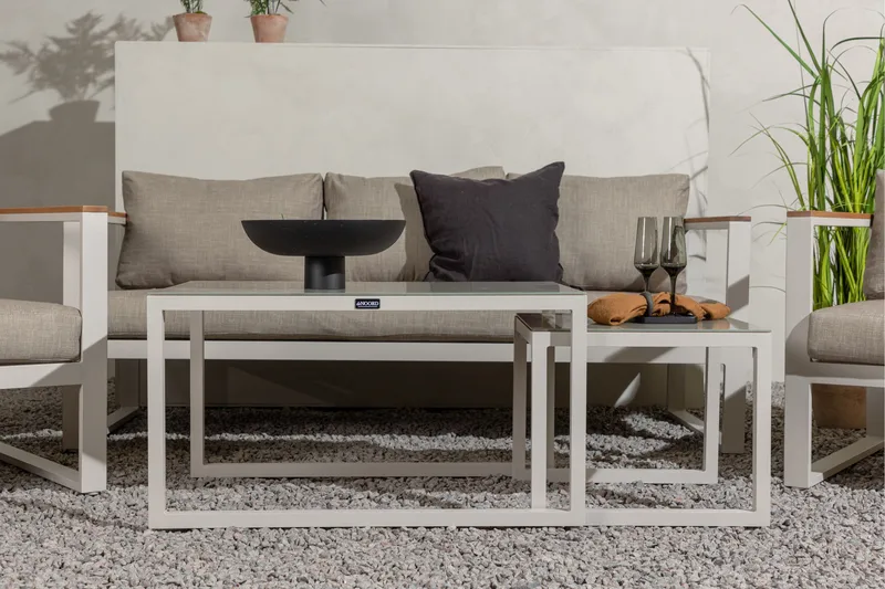 Aspvik Soffgrupp Utomhus 5-sits Aluminium - Mörk Beige / Vit - Utemöbler - Utegrupp - Loungegrupp