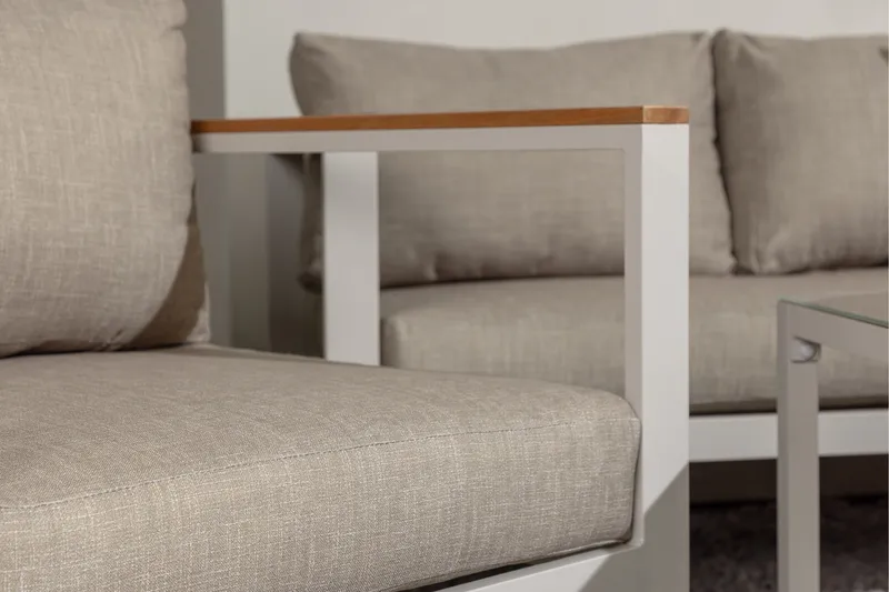 Aspvik Soffgrupp Utomhus 5-sits Aluminium - Mörk Beige / Vit - Utemöbler - Utegrupp - Loungegrupp