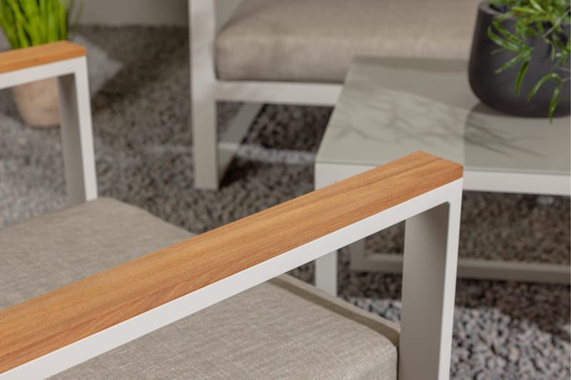 Aspvik Stor Loungegrupp Utomhus – 7-sits Loungeset i Aluminium - Grå / Beigea dynor - Utemöbler - Utegrupp - Loungegrupp