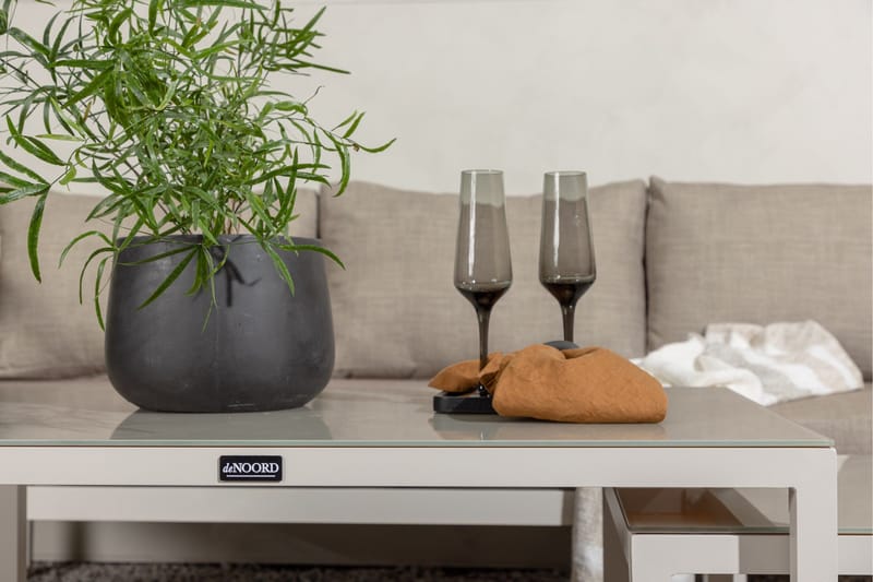 Aspvik Stor Loungegrupp Utomhus – 7-sits Loungeset i Aluminium - Grå / Beigea dynor - Utemöbler - Utegrupp - Loungegrupp