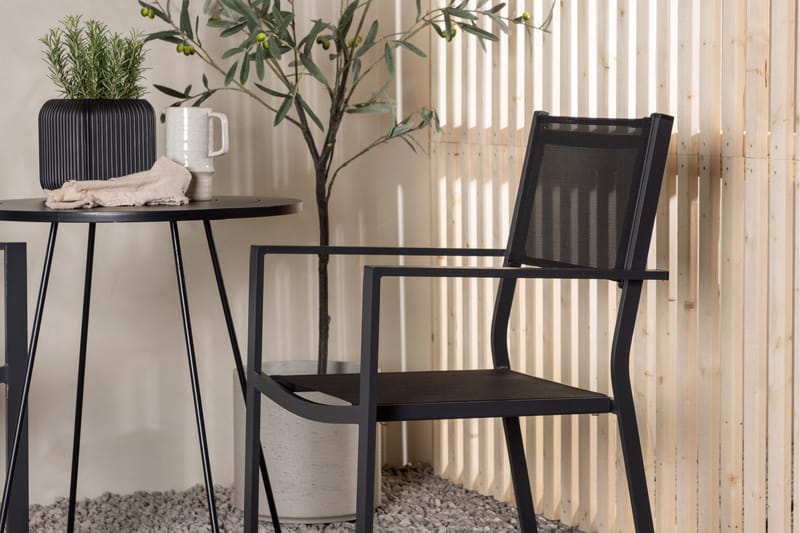 Bacong Matgrupp Utomhus 60 cm Rund med 2 Copacabana Utestolar - Svart - Utemöbler - Utegrupp - Matgrupper utomhus