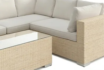 Bahamas L-formad utesoffa höger, 6-sits med bord - Beige - Utemöbler - Utegrupp - Loungegrupp