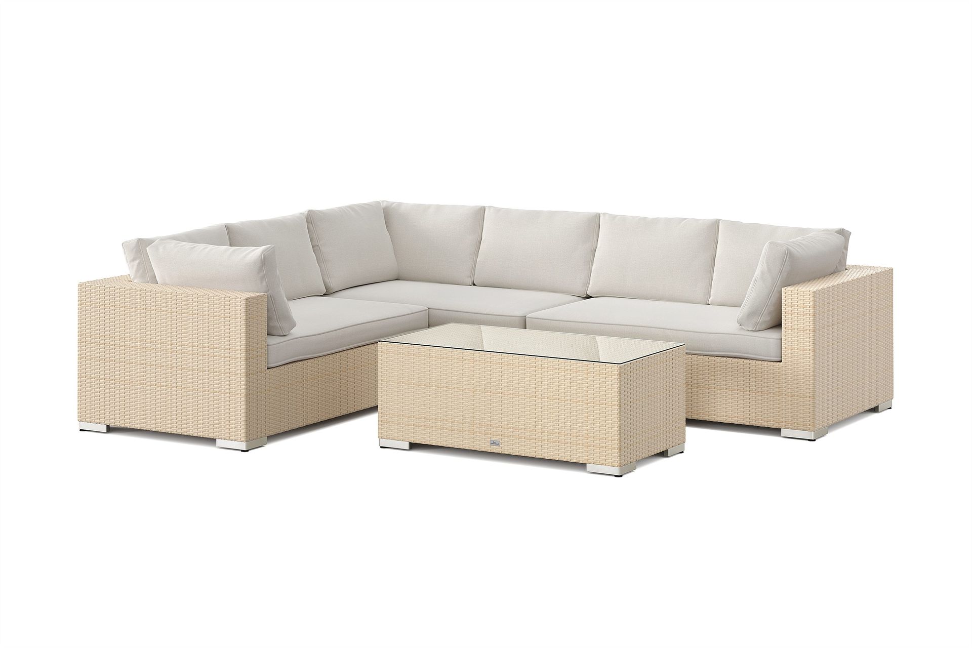 bahamas l-formad utesoffa höger, 6-sits med bord - beige