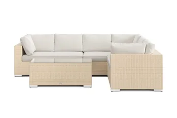 Bahamas L-formad utesoffa höger, 6-sits med bord - Beige - Utemöbler - Utegrupp - Loungegrupp