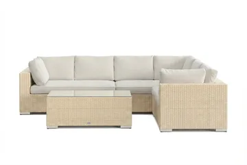 Bahamas L-formad utesoffa höger, 6-sits med bord - Beige - Utemöbler - Utegrupp - Loungegrupp