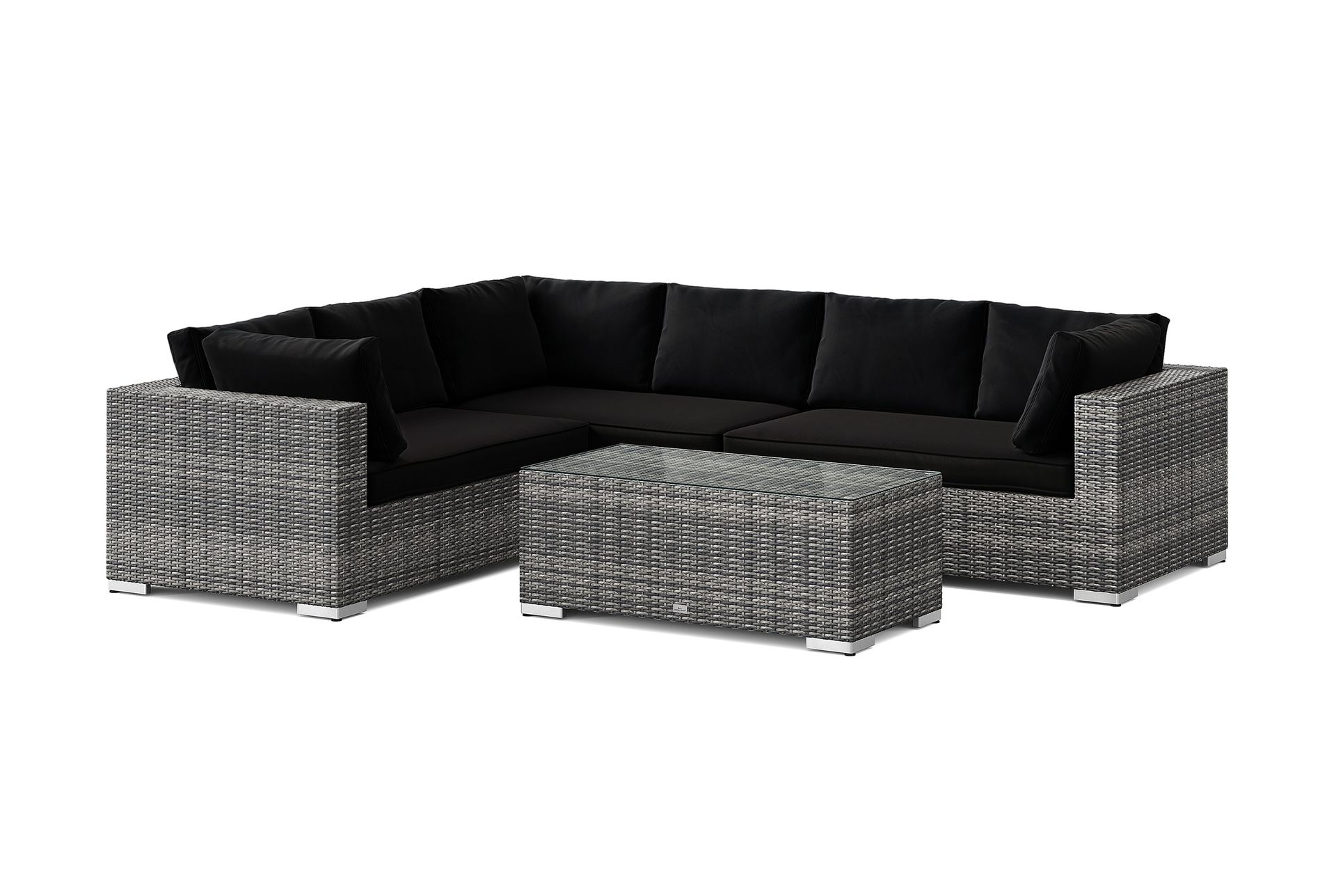 bahamas l-formad utesoffa höger, 6-sits med bord - grå