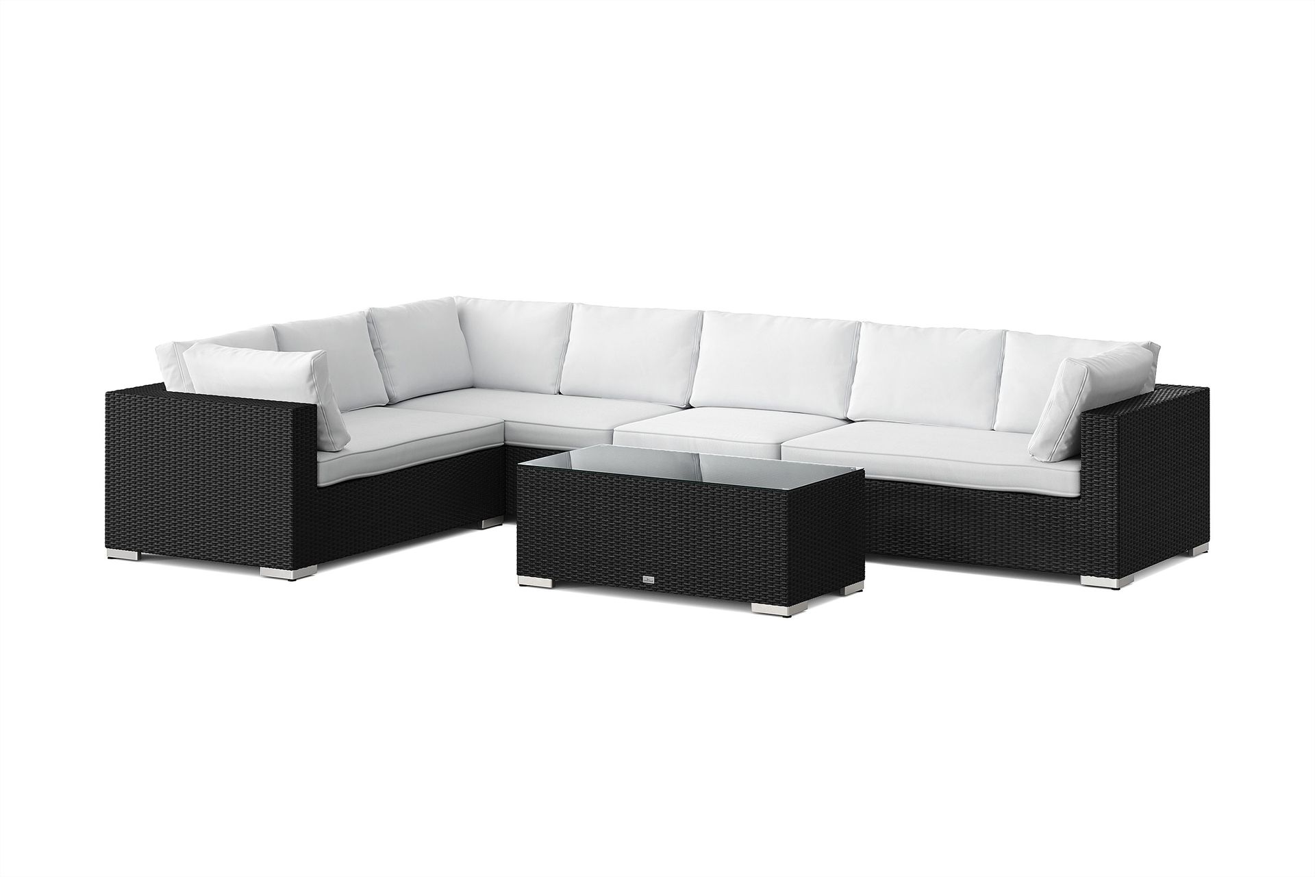 bahamas l-formad utesoffa höger, 7-sits med bord - svart