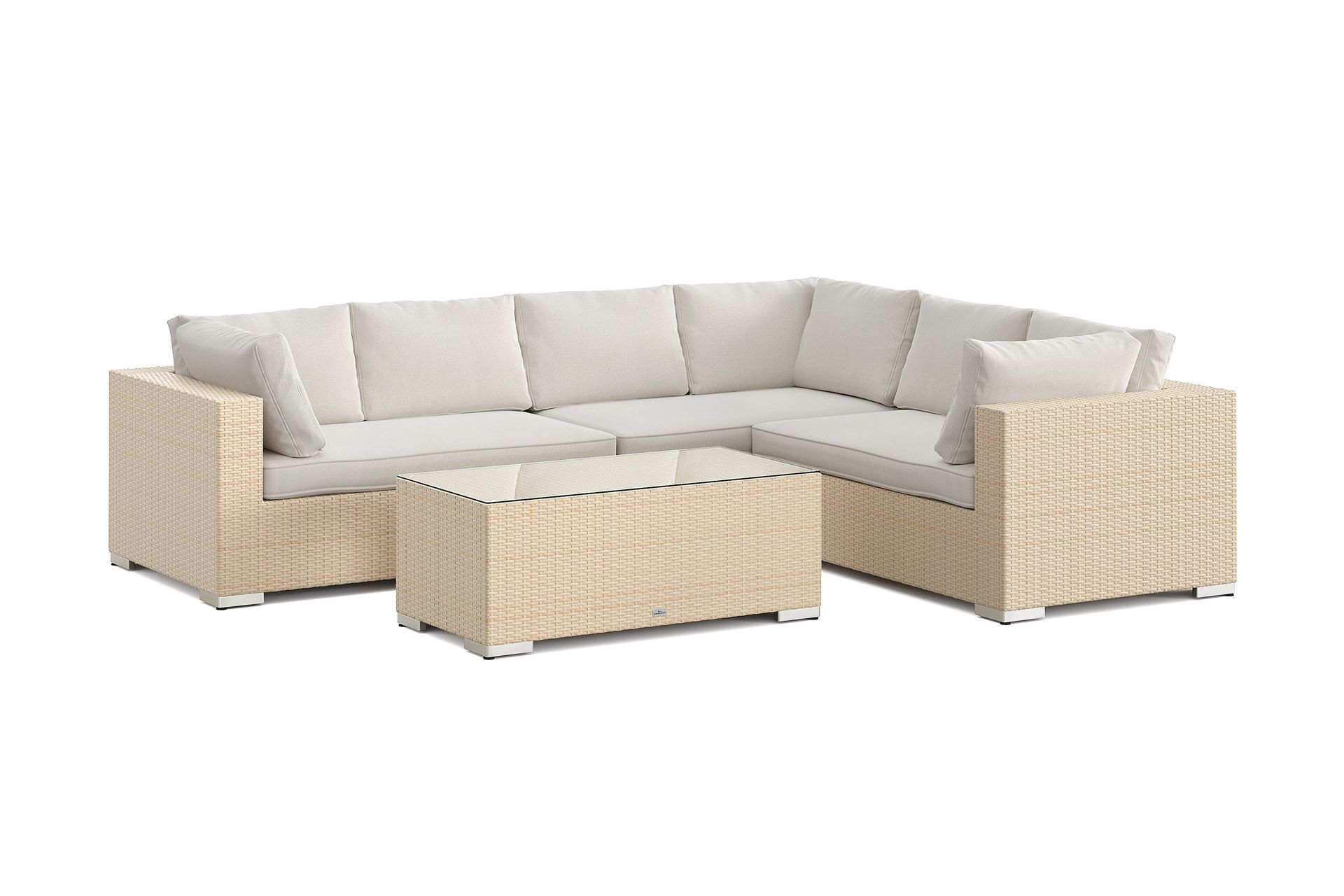 bahamas l-formad utesoffa vänster, 6-sits med bord - beige