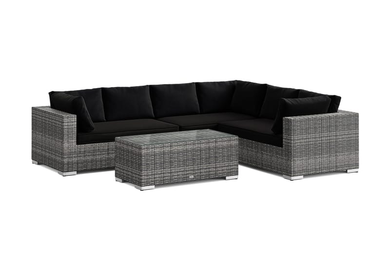 Bahamas L-formad utesoffa vänster, 6-sits med bord, Grå