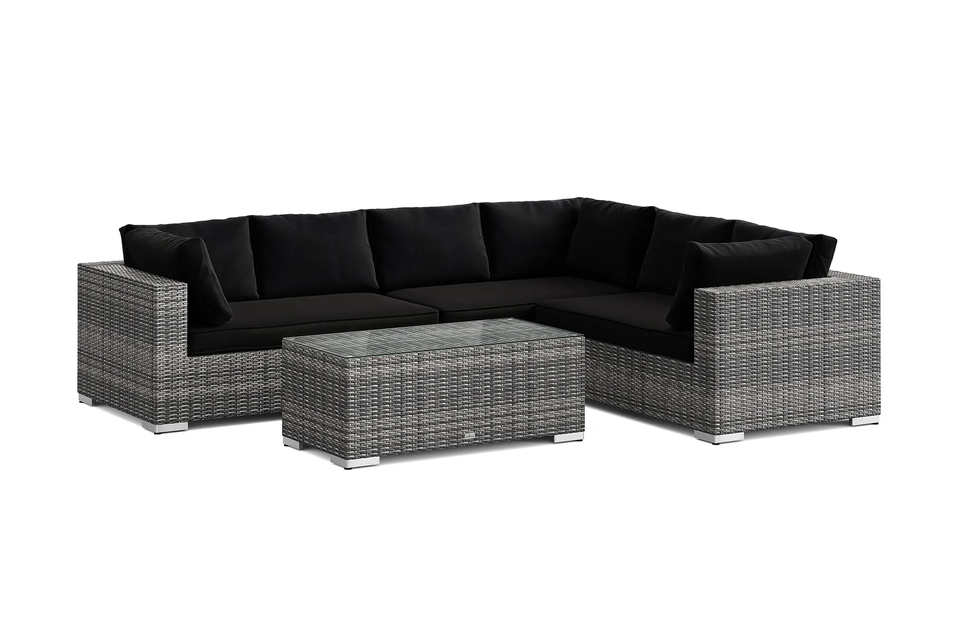 bahamas l-formad utesoffa vänster, 6-sits med bord - grå