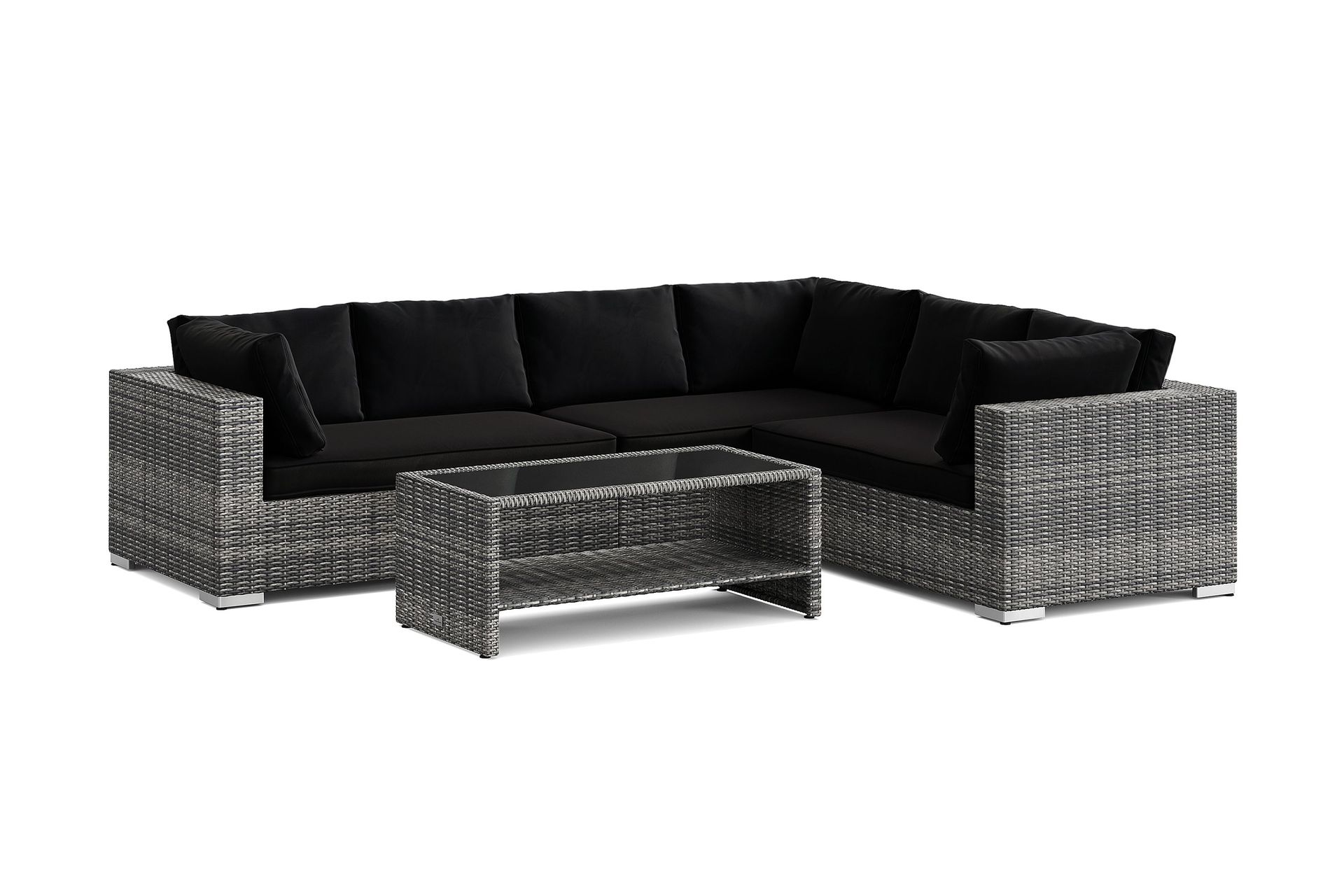 bahamas l-formad utesoffa vänster, 6-sits med bord och hylla - grå