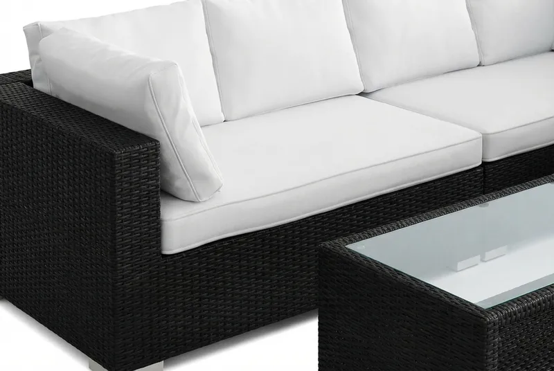 Bahamas L-formad utesoffa vänster, 6-sits med bord och hylla - Svart - Utemöbler - Utegrupp - Loungegrupp