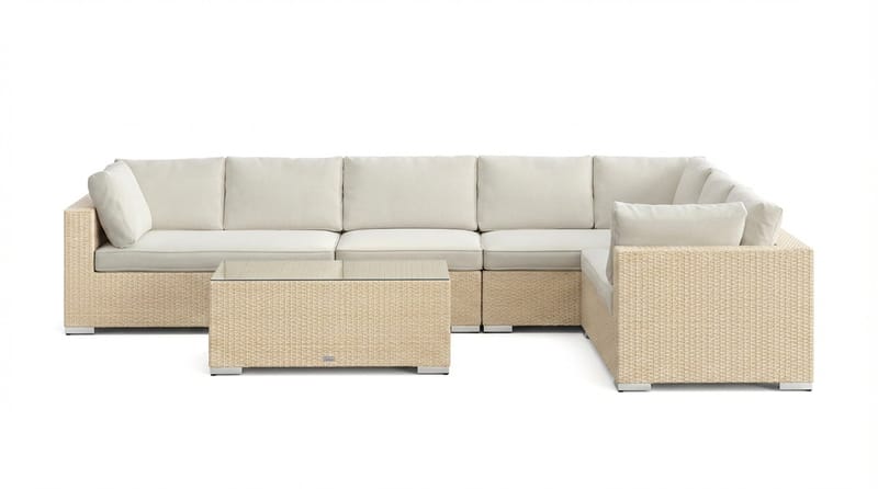 Bahamas L-formad utesoffa vänster, 7-sits med bord - Beige - Utemöbler - Utegrupp - Loungegrupp