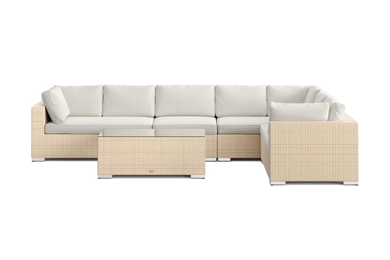 Bahamas L-formad utesoffa vänster, 7-sits med bord - Beige - Utemöbler - Utegrupp - Loungegrupp