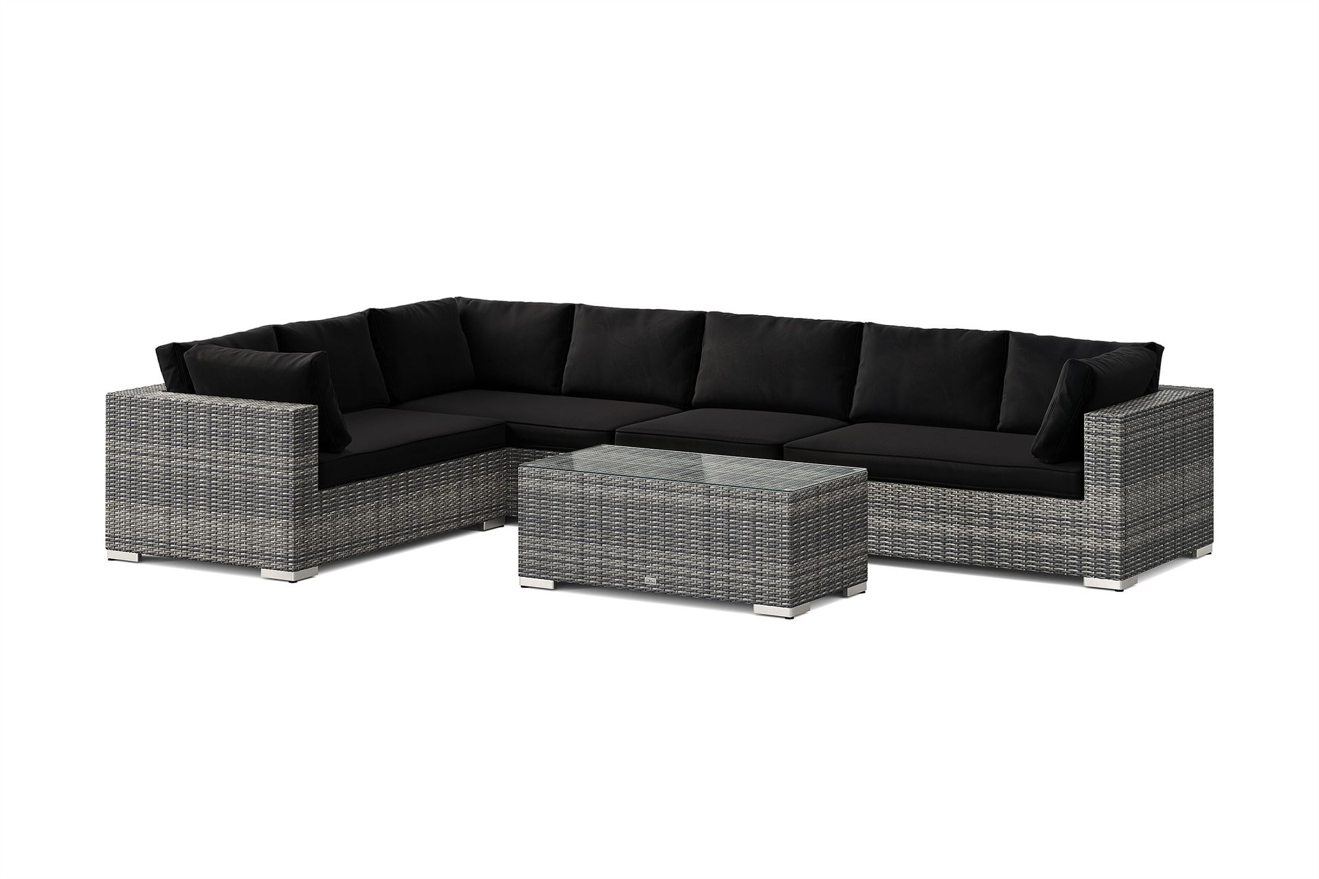 bahamas l-formad utesoffa vänster, 7-sits med bord - grå