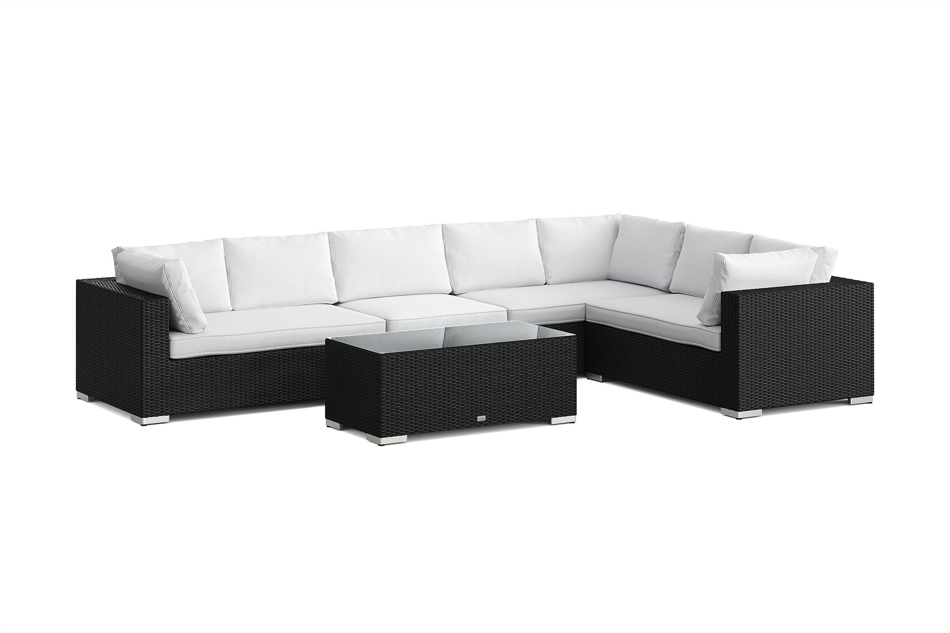 bahamas l-formad utesoffa vänster, 7-sits med bord - svart