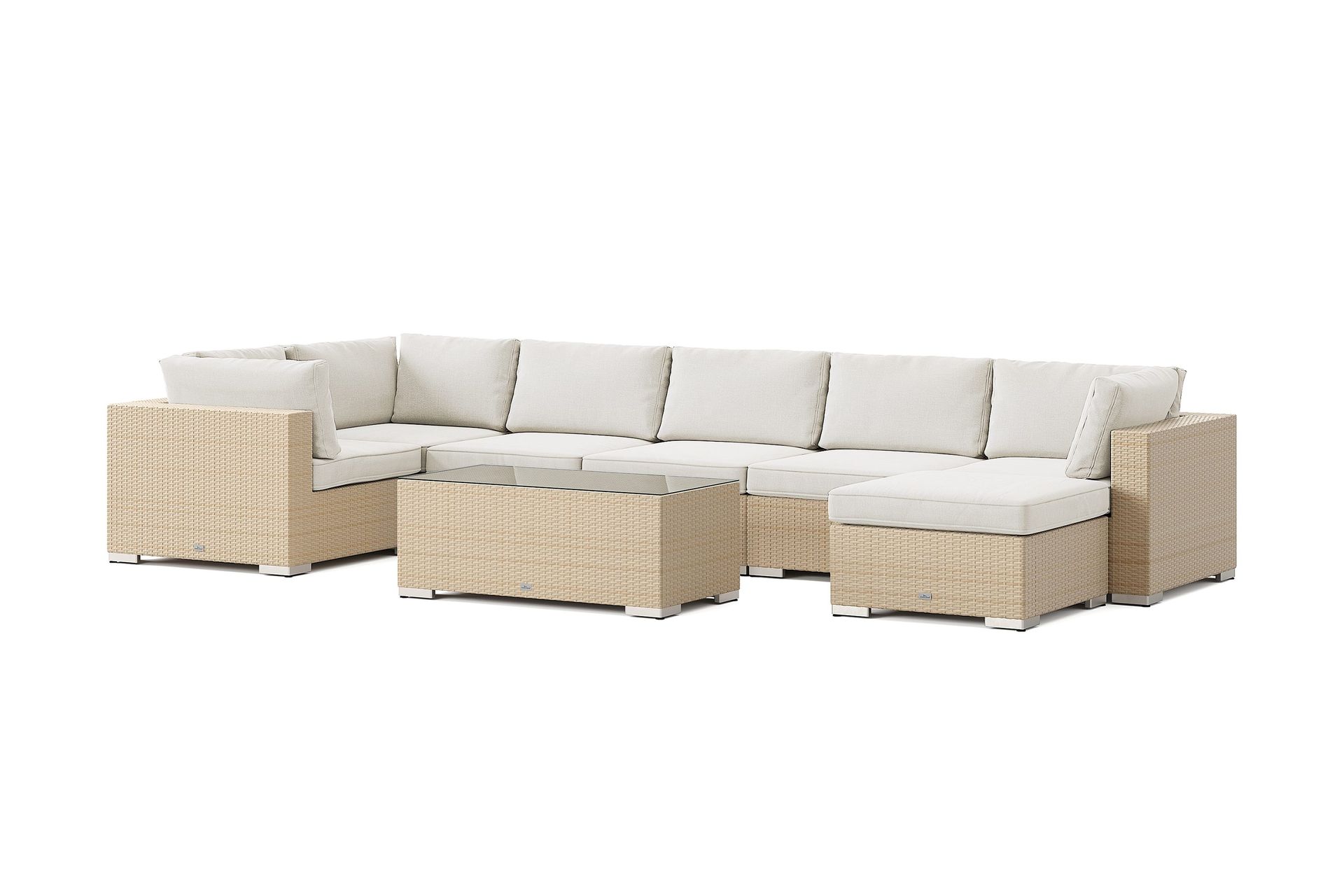 bahamas u-formad utomhus loungegrupp 7-sits med vändbar divan och bord - beige