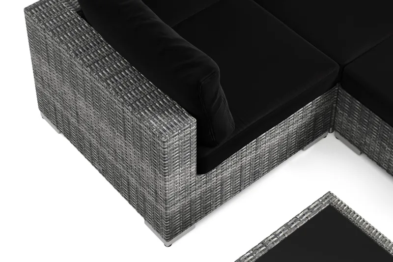 Bahamas U-formad utomhus loungegrupp 7-sits med vändbar divan och bord med hylla - Grå - Utemöbler - Utegrupp - Loungegrupp