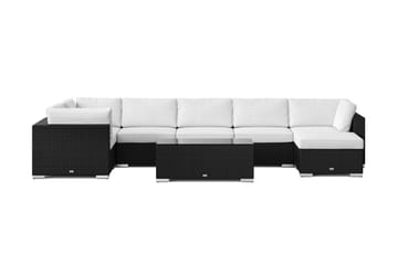 Bahamas U-formad utomhus loungegrupp 7-sits med vändbar divan och bord - Svart - Utemöbler - Utegrupp - Loungegrupp