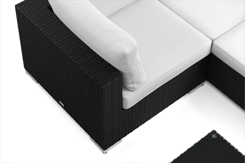 Bahamas U-formad utomhus loungegrupp 7-sits med vändbar divan och bord - Svart - Utemöbler - Utegrupp - Loungegrupp