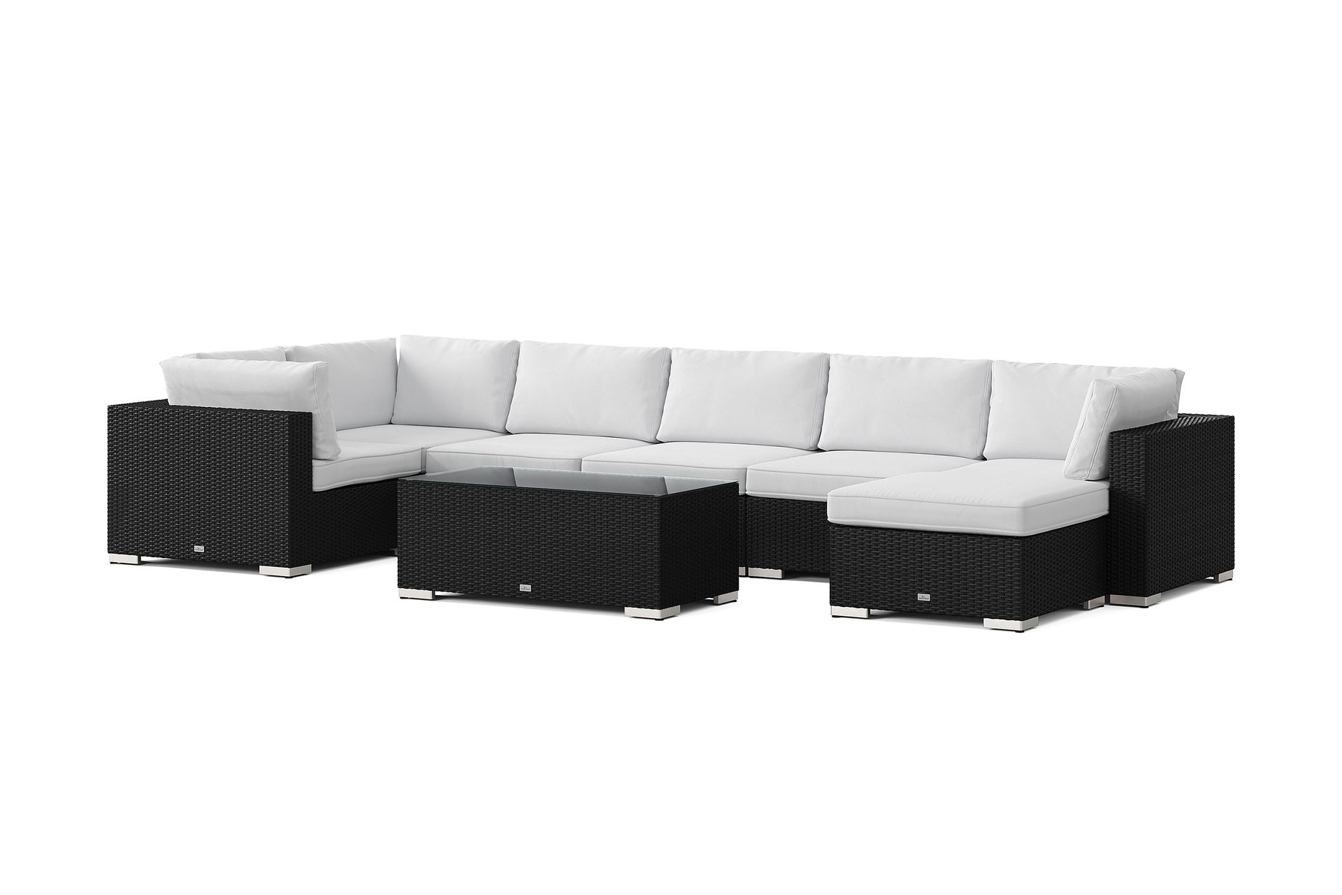 bahamas u-formad utomhus loungegrupp 7-sits med vändbar divan och bord - svart