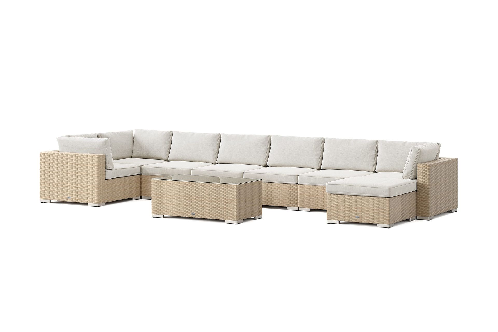bahamas u-formad utomhus loungegrupp 8-sits med vändbar divan och bord - beige