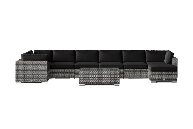 Bahamas U-formad utomhus loungegrupp 8-sits med vändbar divan och bord - Grå - Utemöbler - Utegrupp - Loungegrupp