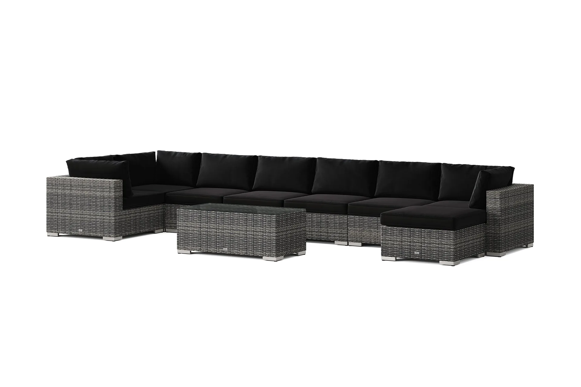 bahamas u-formad utomhus loungegrupp 8-sits med vändbar divan och bord - grå