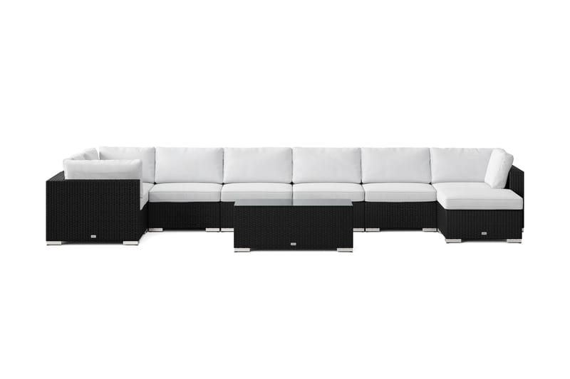 Bahamas U-formad utomhus loungegrupp 8-sits med vändbar divan och bord - Svart - Utemöbler - Utegrupp - Loungegrupp