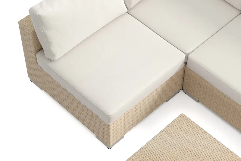 Bahamas U-formad utomhus loungegrupp med öppet avslut, 6-sits med bord - Beige - Utemöbler - Utegrupp - Loungegrupp