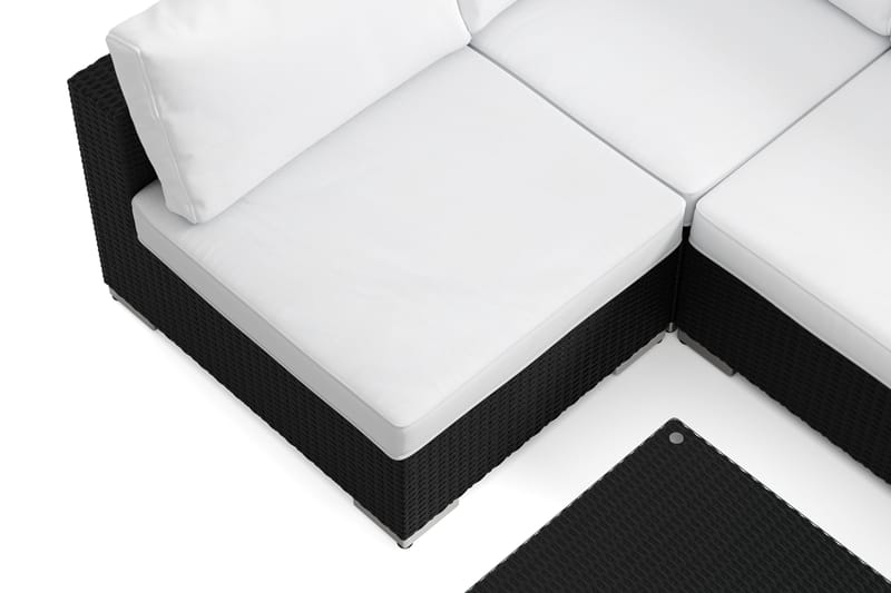 Bahamas U-formad utomhus loungegrupp med öppet avslut, 6-sits med bord - Svart - Utemöbler - Utegrupp - Loungegrupp