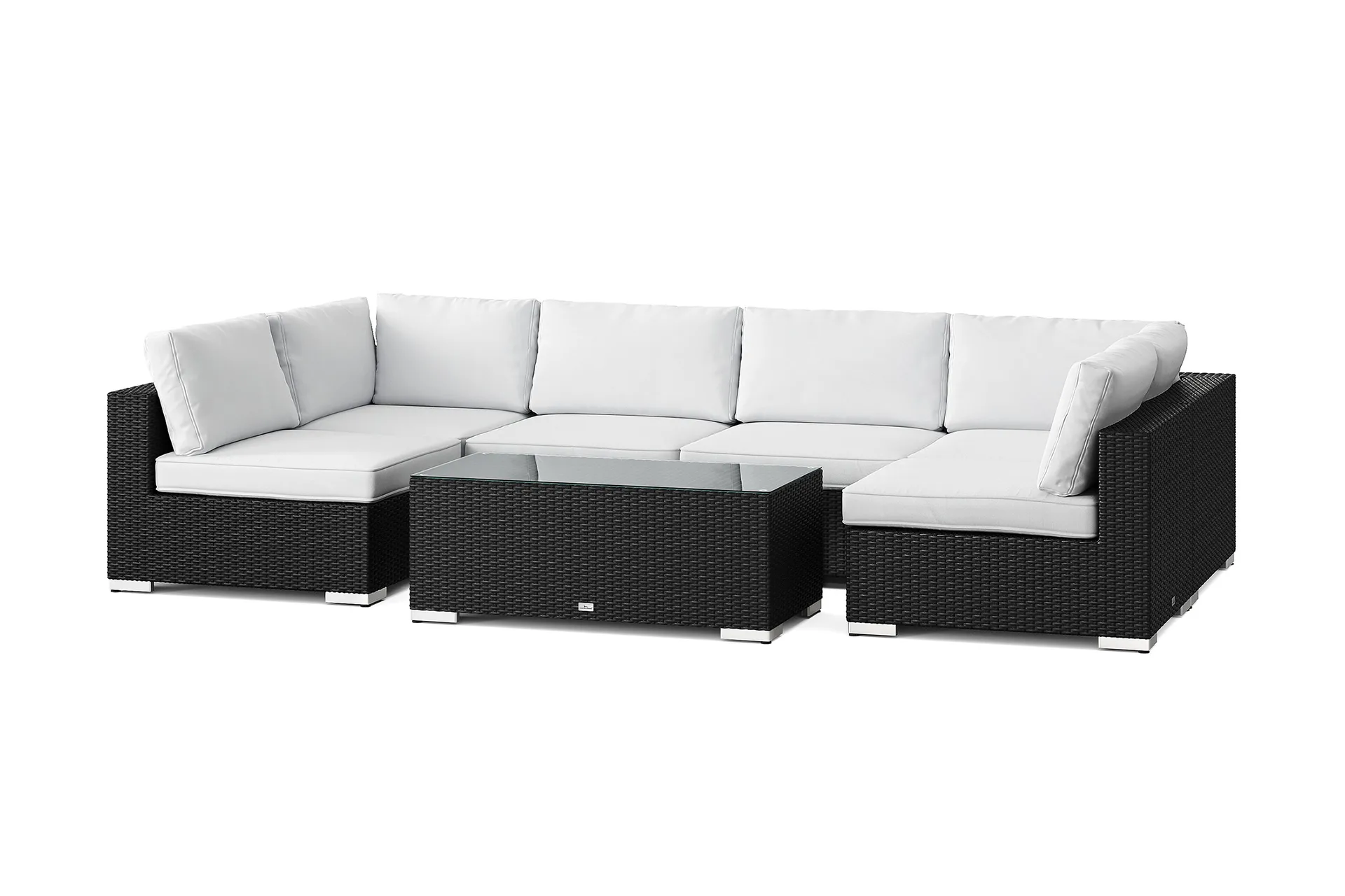 bahamas u-formad utomhus loungegrupp med öppet avslut, 6-sits med bord - svart