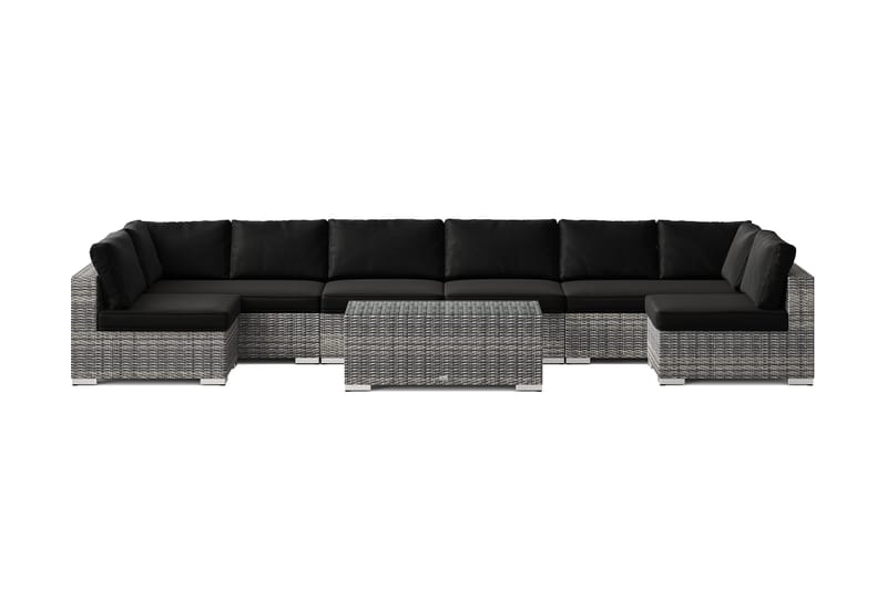 Bahamas U-formad utomhus loungegrupp med öppet avslut, 8-sits med bord - Grå - Utemöbler - Utegrupp - Loungegrupp