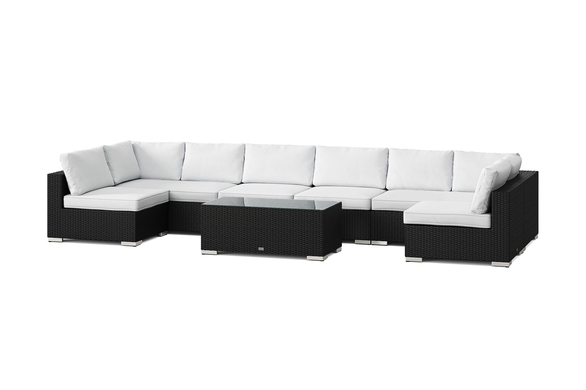 bahamas u-formad utomhus loungegrupp med öppet avslut, 8-sits med bord - svart